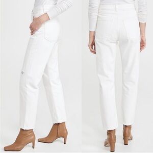 Agolde 90s Crop Mid Rise Loose Straight Jeans in Enamel White